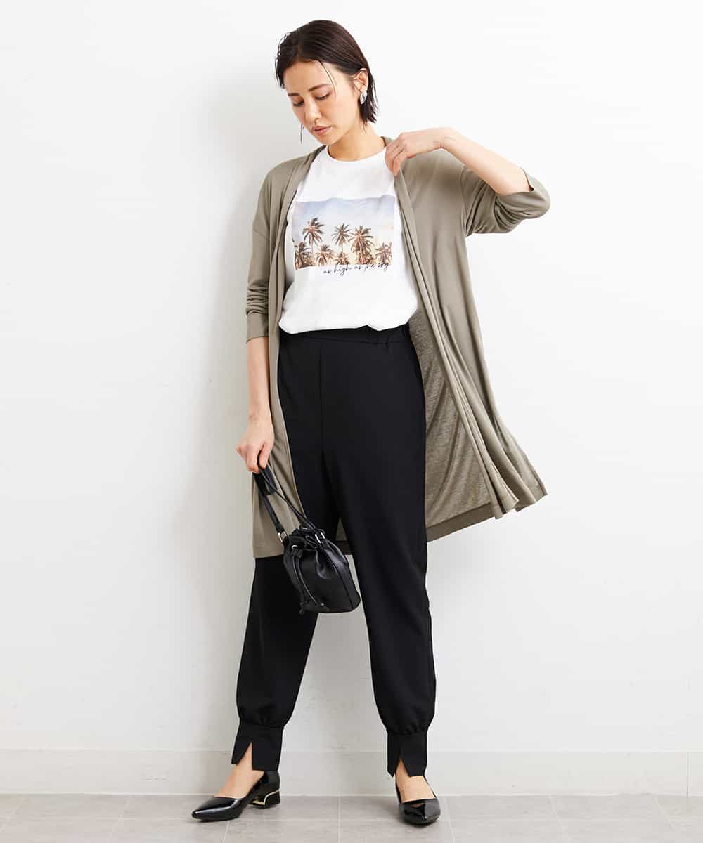 FMLGS40210 MICHEL KLEIN(ミッシェルクラン) ストレッチスリットジョガーパンツ ブラック(94)