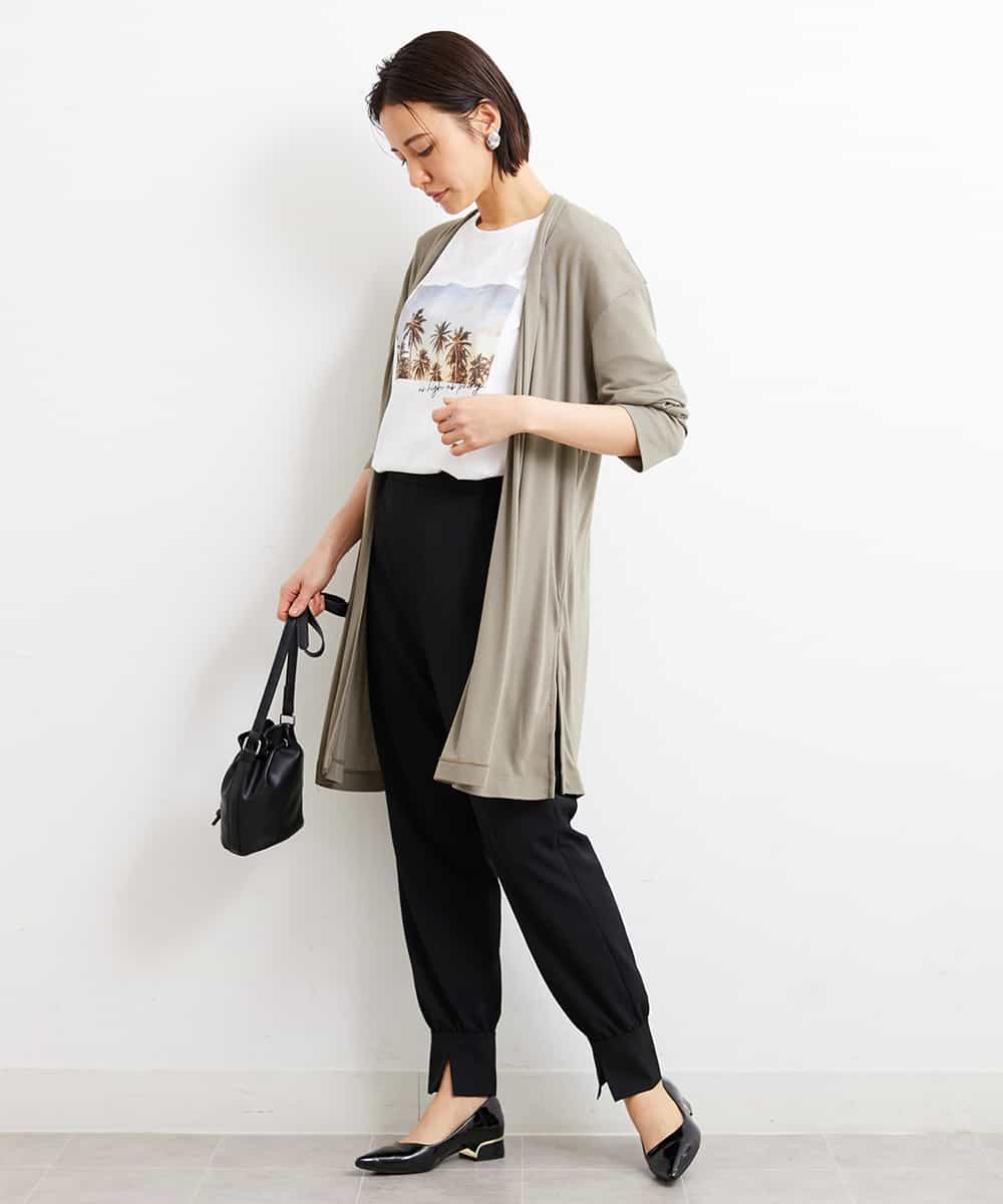 FMLGS40210 MICHEL KLEIN(ミッシェルクラン) ストレッチスリットジョガーパンツ ブラック(94)