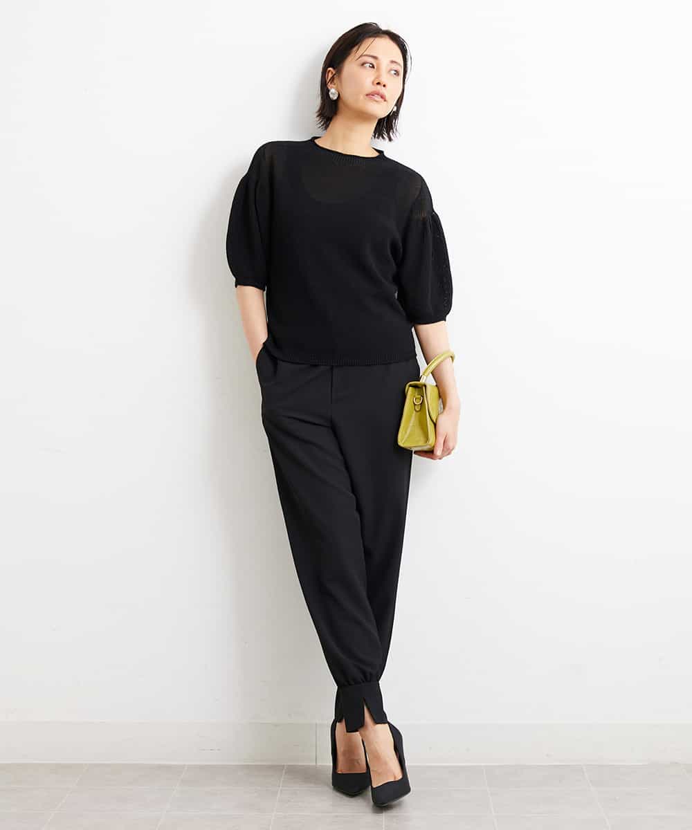 FMLGS40210 MICHEL KLEIN(ミッシェルクラン) ストレッチスリットジョガーパンツ ブラック(94)