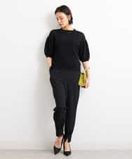 FMLGS40210 MICHEL KLEIN(ミッシェルクラン) ストレッチスリットジョガーパンツ ブラック(94)
