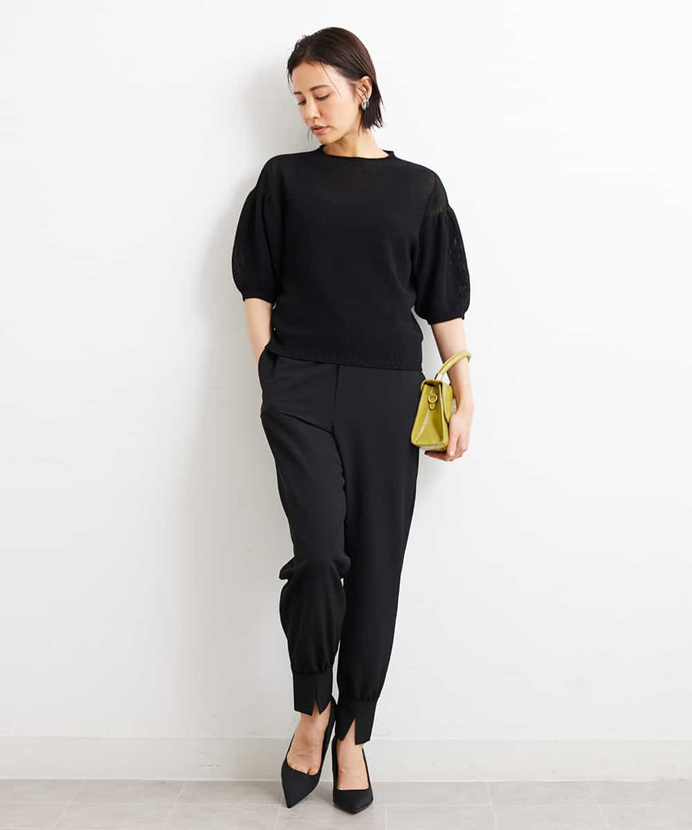 FMLGS40210 MICHEL KLEIN(ミッシェルクラン) ストレッチスリットジョガーパンツ ブラック(94)