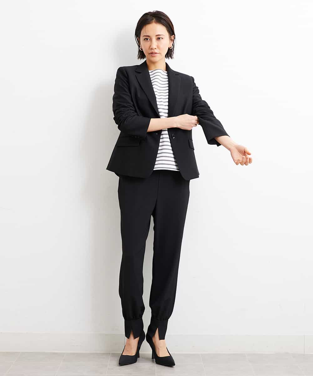 FMLGS40210 MICHEL KLEIN(ミッシェルクラン) ストレッチスリットジョガーパンツ ブラック(94)