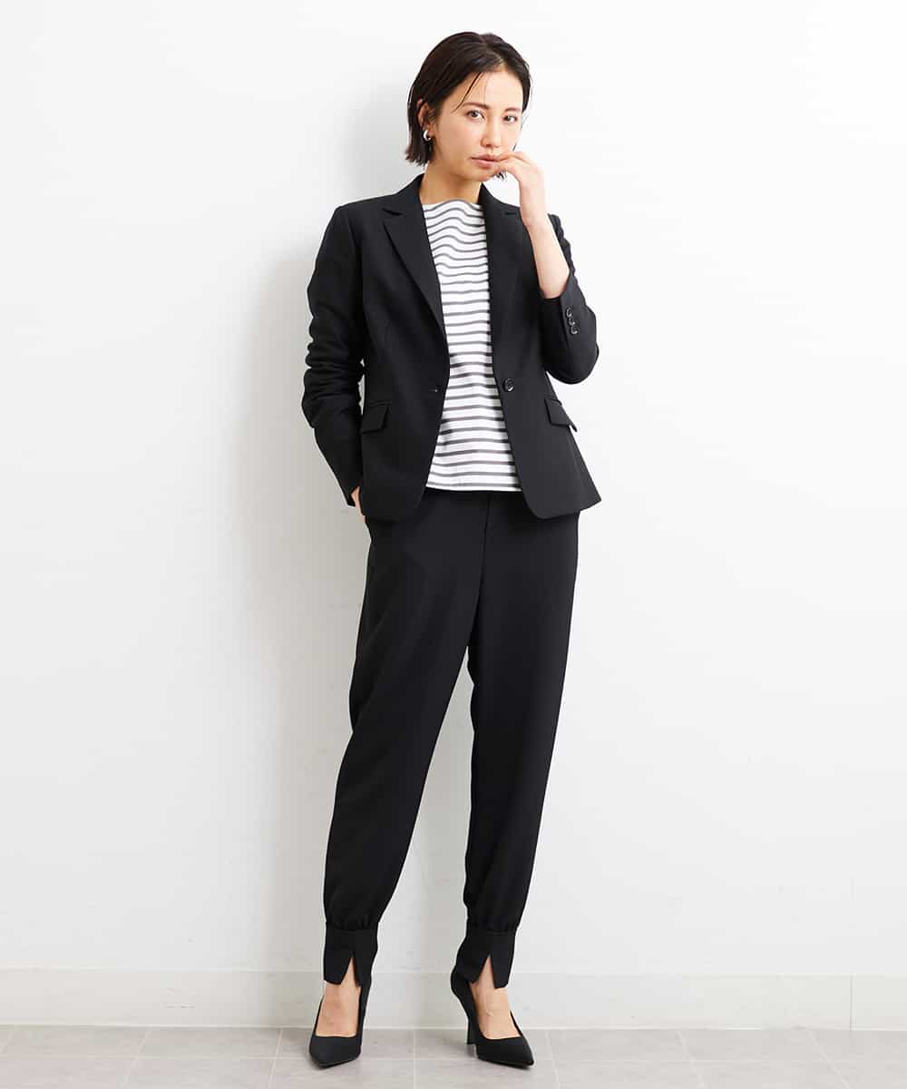 FMLGS40210 MICHEL KLEIN(ミッシェルクラン) ストレッチスリットジョガーパンツ ブラック(94)