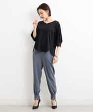 FMLGS40210 MICHEL KLEIN(ミッシェルクラン) ストレッチスリットジョガーパンツ ブラック(94)