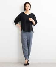 FMLGS40210 MICHEL KLEIN(ミッシェルクラン) ストレッチスリットジョガーパンツ ブラック(94)