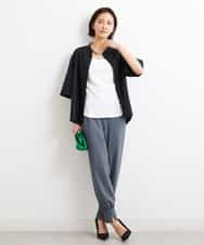 FMLGS40210 MICHEL KLEIN(ミッシェルクラン) ストレッチスリットジョガーパンツ ブラック(94)