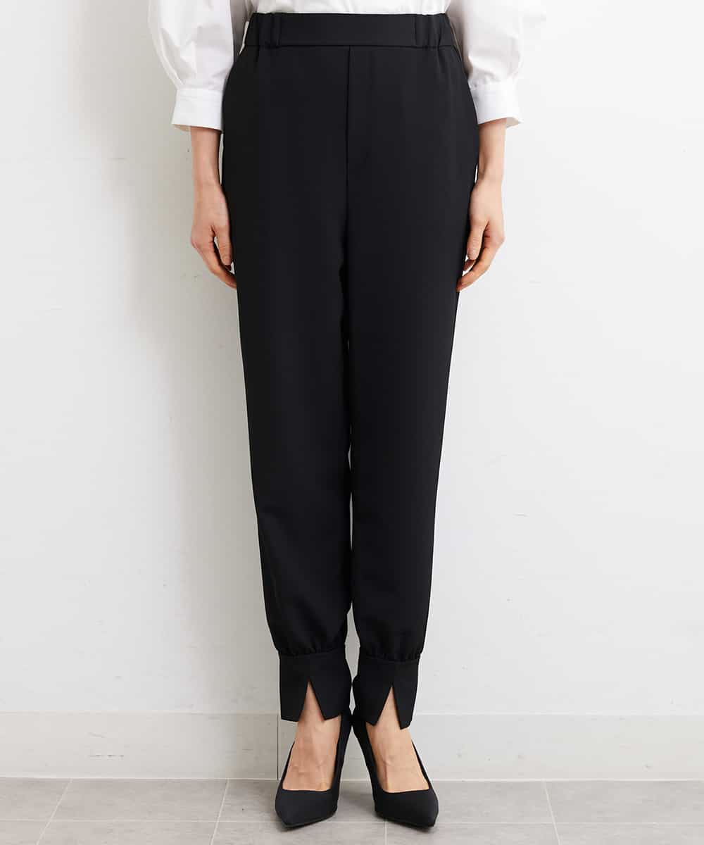 FMLGS40210 MICHEL KLEIN(ミッシェルクラン) ストレッチスリットジョガーパンツ ブラック(94)