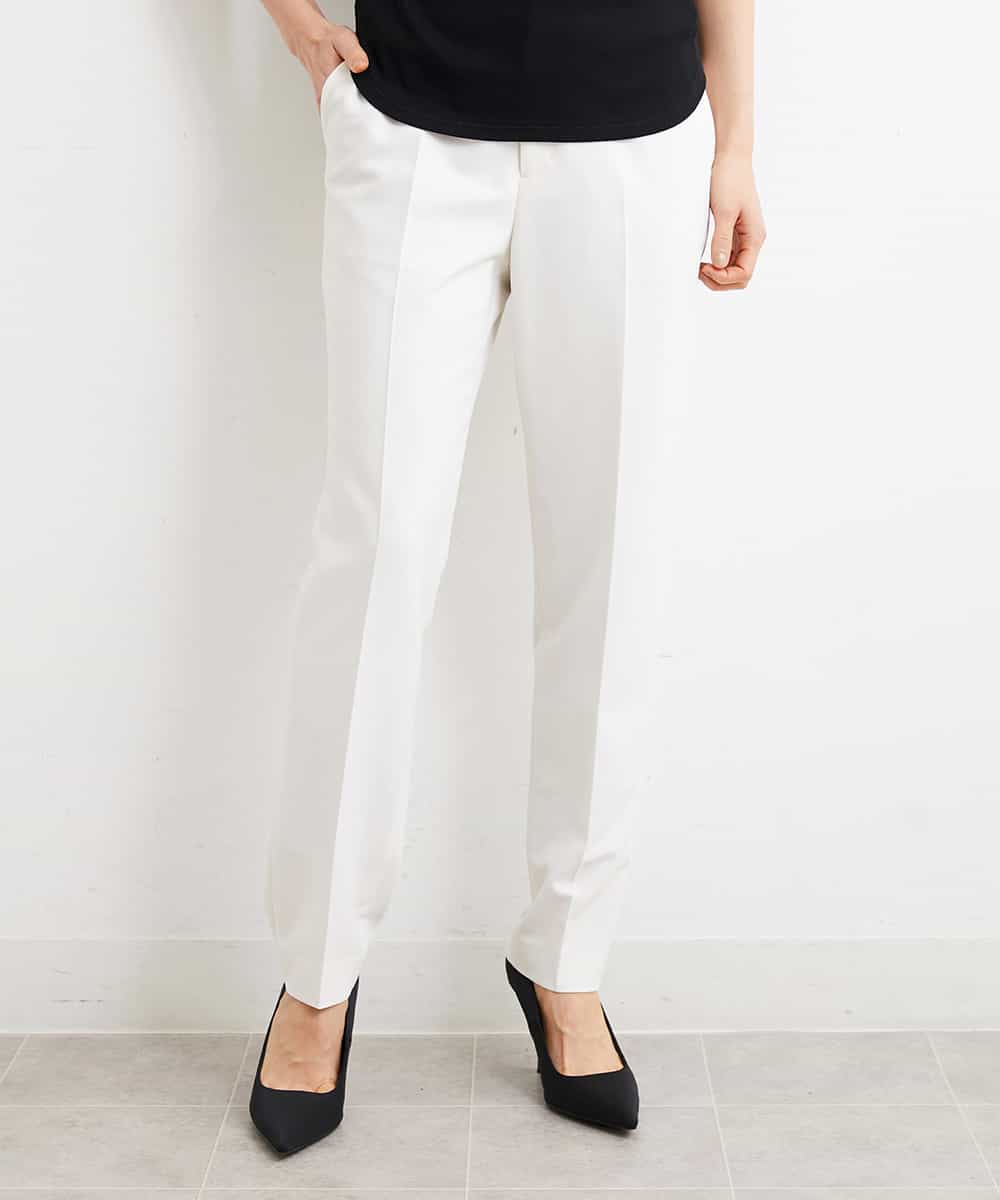 FMLGS42230 MICHEL KLEIN(ミッシェルクラン) [PLUS JACKET]バランサーキュラー(R)テーパードパンツ（セットアップ対応） ホワイト(80)