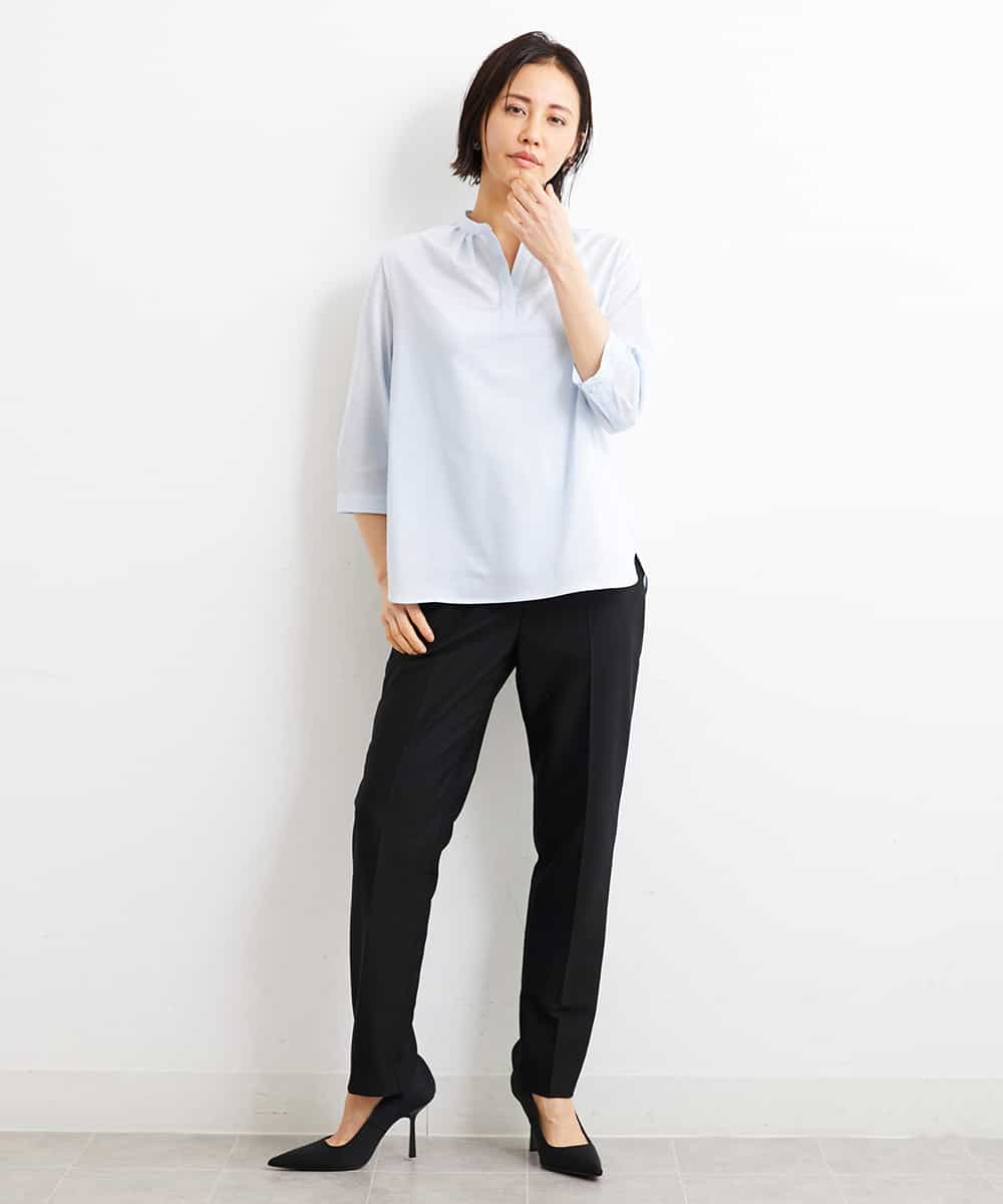 FMLGS42230 MICHEL KLEIN(ミッシェルクラン) [PLUS JACKET]バランサーキュラー(R)テーパードパンツ（セットアップ対応） ブラック(94)