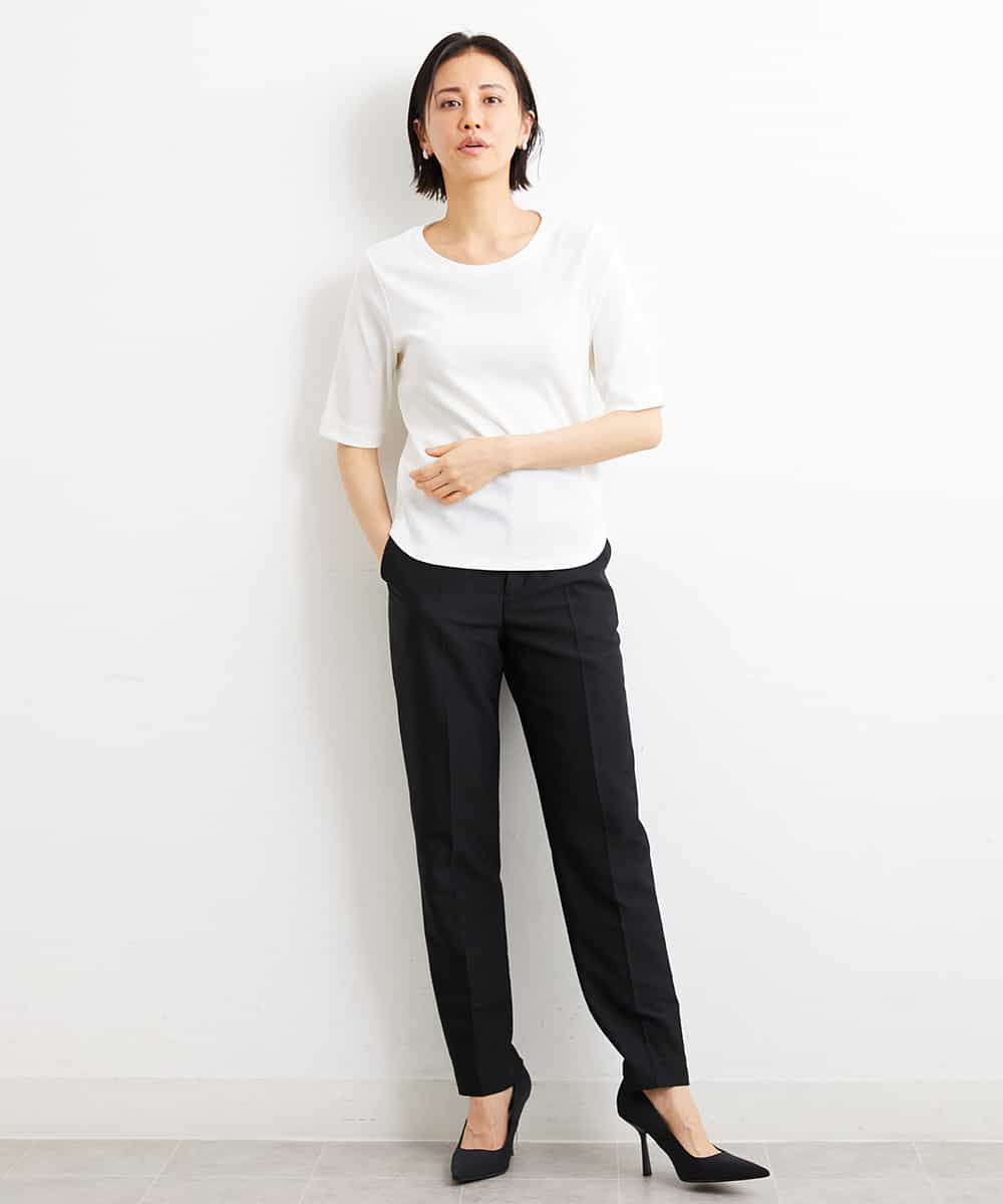 FMLGS42230 MICHEL KLEIN(ミッシェルクラン) [PLUS JACKET]バランサーキュラー(R)テーパードパンツ（セットアップ対応） ブラック(94)