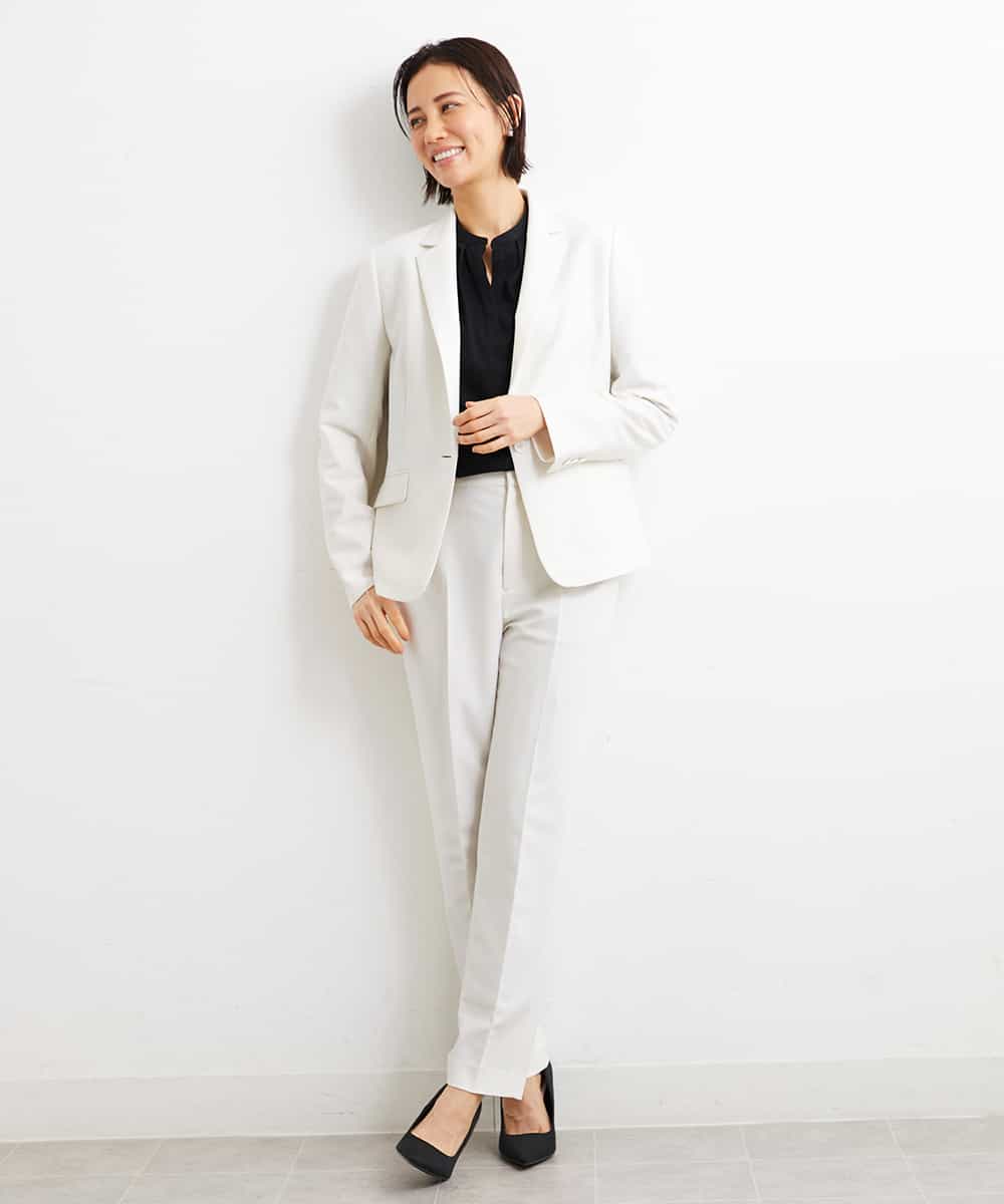 FMLGS42230 MICHEL KLEIN(ミッシェルクラン) [PLUS JACKET]バランサーキュラー(R)テーパードパンツ（セットアップ対応） ブラック(94)
