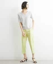 FMLGS46200 MICHEL KLEIN(ミッシェルクラン) サテンストレッチスリットパンツ イエロー(25)