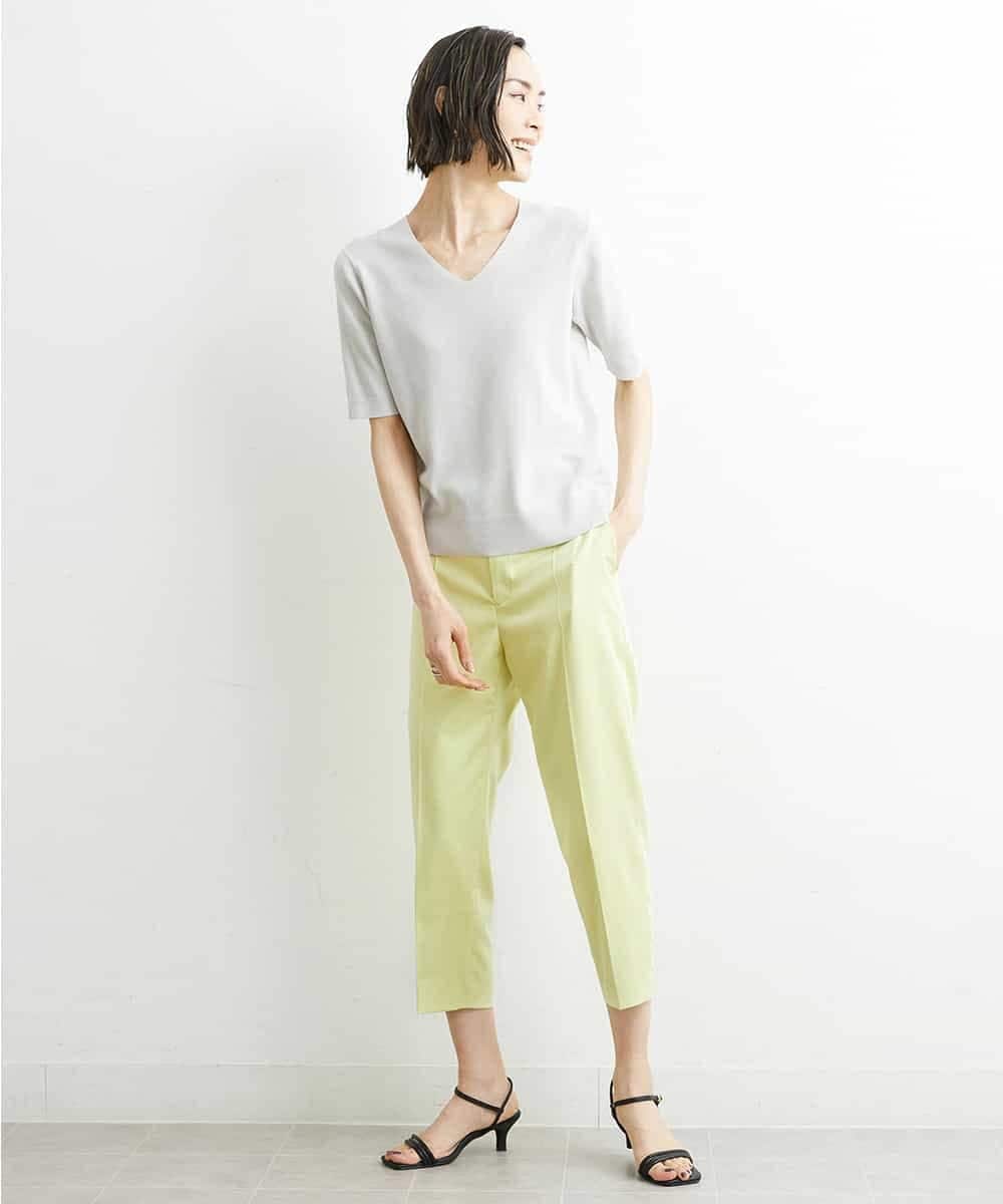 FMLGS46200 MICHEL KLEIN(ミッシェルクラン) サテンストレッチスリットパンツ イエロー(25)