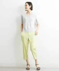 FMLGS46200 MICHEL KLEIN(ミッシェルクラン) サテンストレッチスリットパンツ イエロー(25)