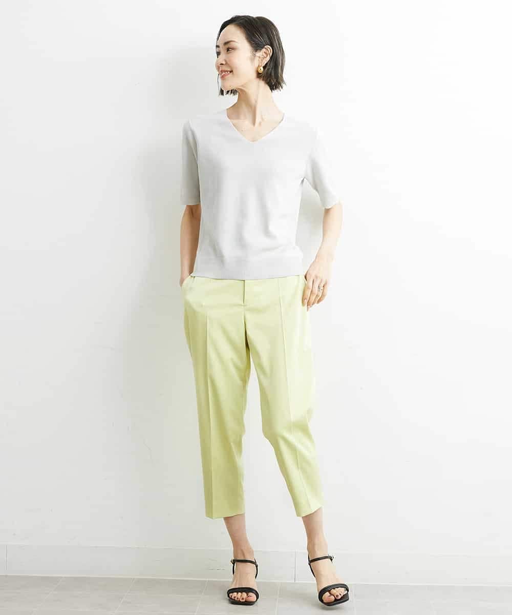 FMLGS46200 MICHEL KLEIN(ミッシェルクラン) サテンストレッチスリットパンツ イエロー(25)