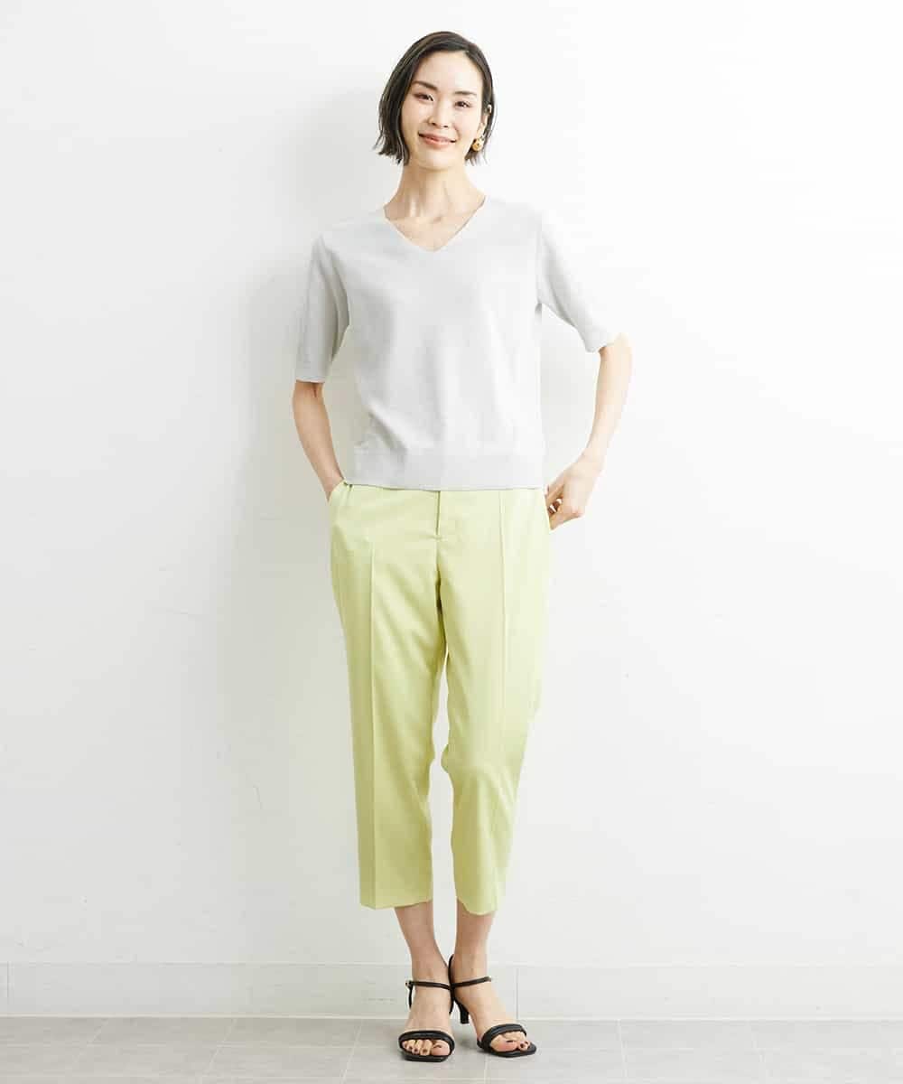 FMLGS46200 MICHEL KLEIN(ミッシェルクラン) サテンストレッチスリットパンツ イエロー(25)