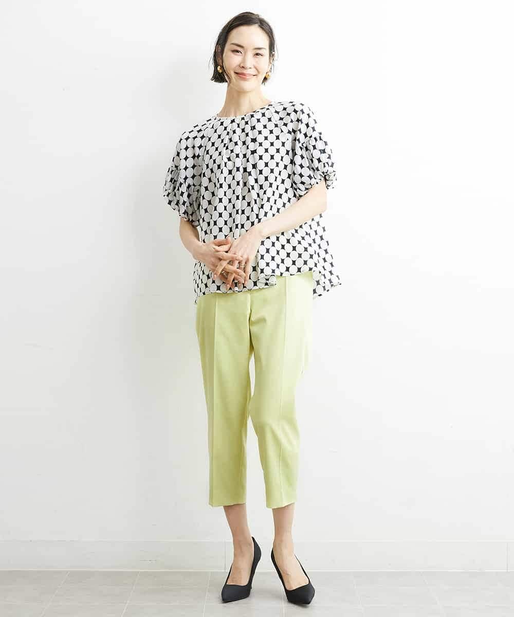 FMLGS46200 MICHEL KLEIN(ミッシェルクラン) サテンストレッチスリットパンツ イエロー(25)