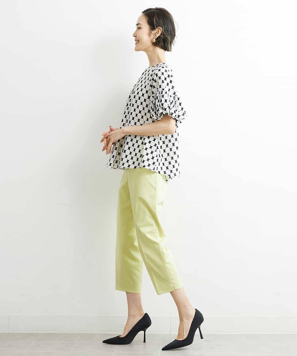 FMLGS46200 MICHEL KLEIN(ミッシェルクラン) サテンストレッチスリットパンツ イエロー(25)