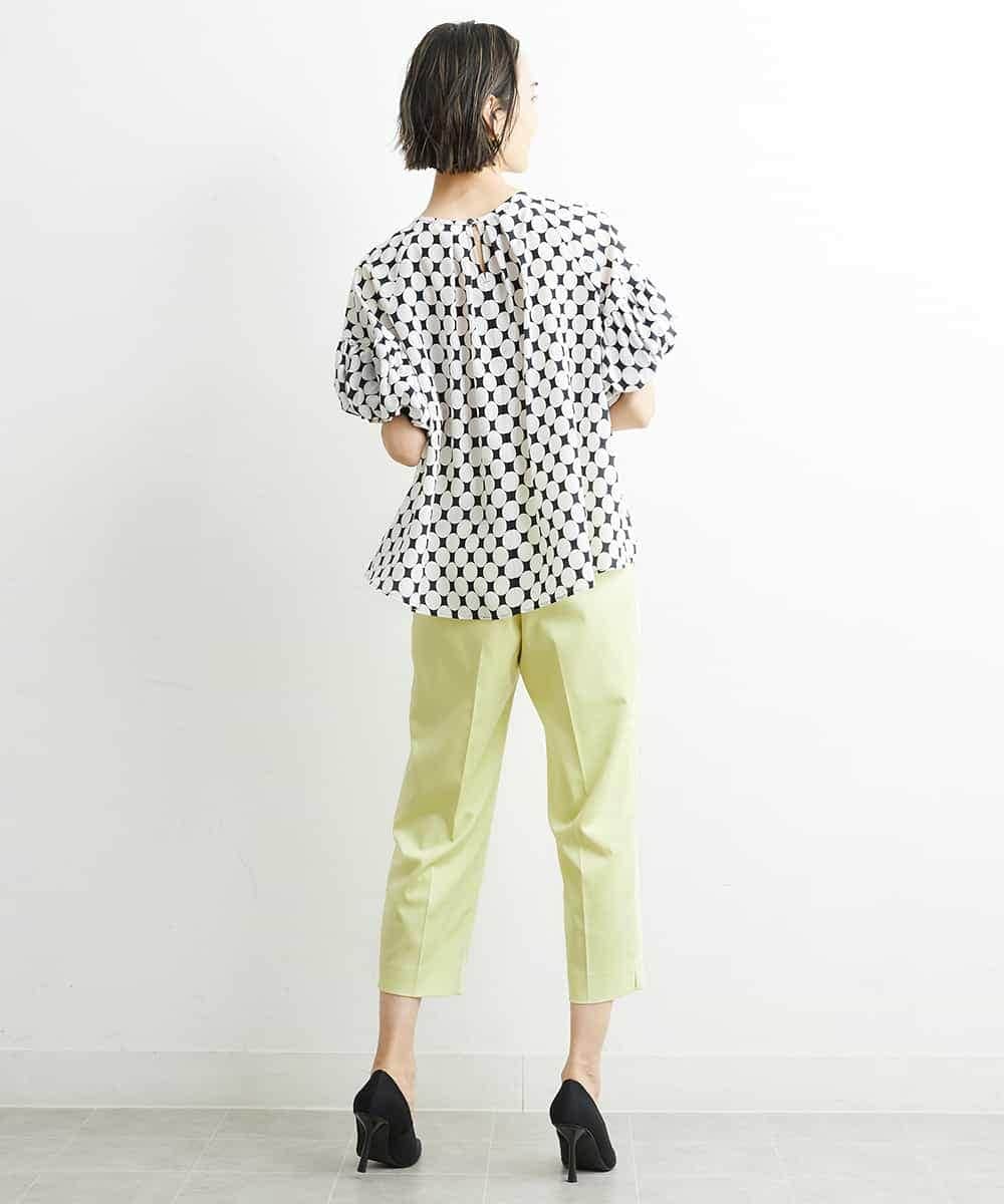 FMLGS46200 MICHEL KLEIN(ミッシェルクラン) サテンストレッチスリットパンツ イエロー(25)