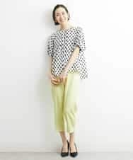 FMLGS46200 MICHEL KLEIN(ミッシェルクラン) サテンストレッチスリットパンツ イエロー(25)