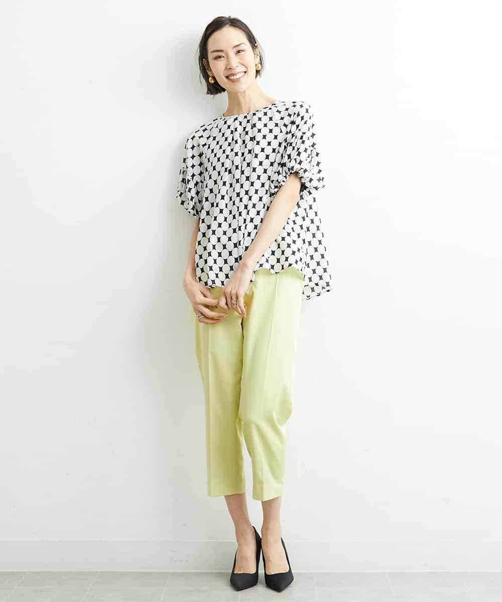 FMLGS46200 MICHEL KLEIN(ミッシェルクラン) サテンストレッチスリットパンツ イエロー(25)