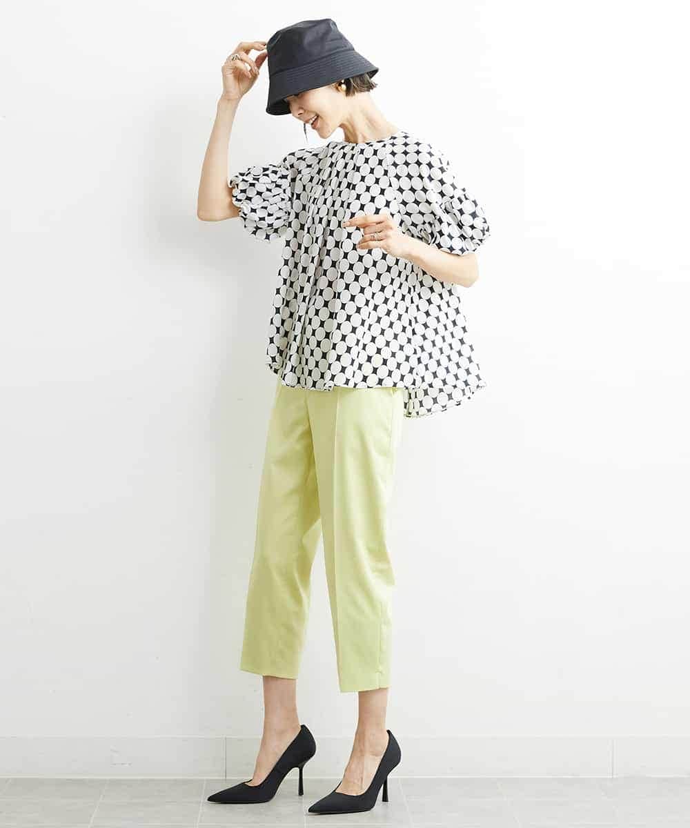 FMLGS46200 MICHEL KLEIN(ミッシェルクラン) サテンストレッチスリットパンツ イエロー(25)