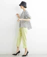 FMLGS46200 MICHEL KLEIN(ミッシェルクラン) サテンストレッチスリットパンツ イエロー(25)