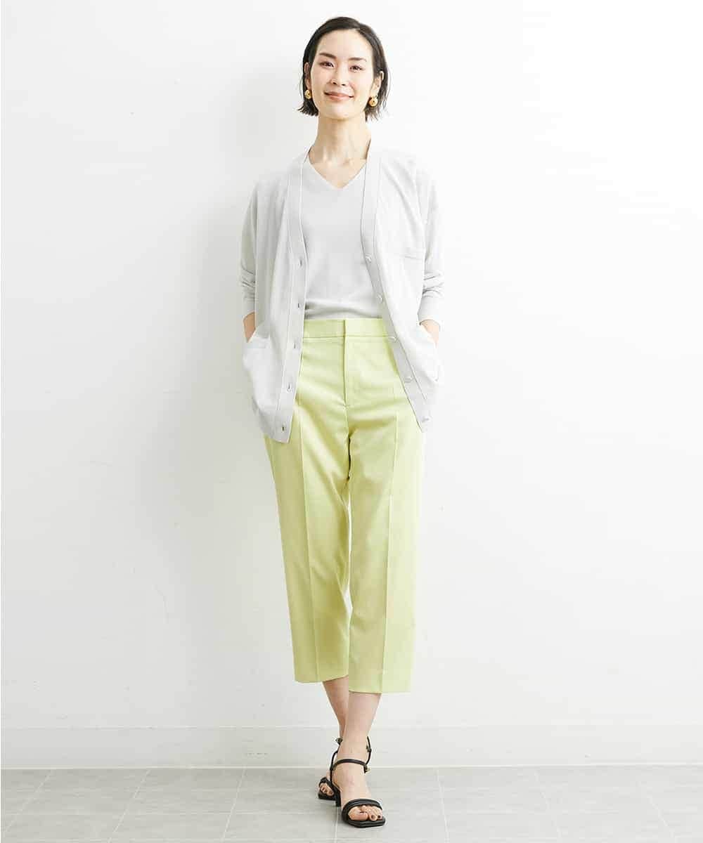 FMLGS46200 MICHEL KLEIN(ミッシェルクラン) サテンストレッチスリットパンツ イエロー(25)