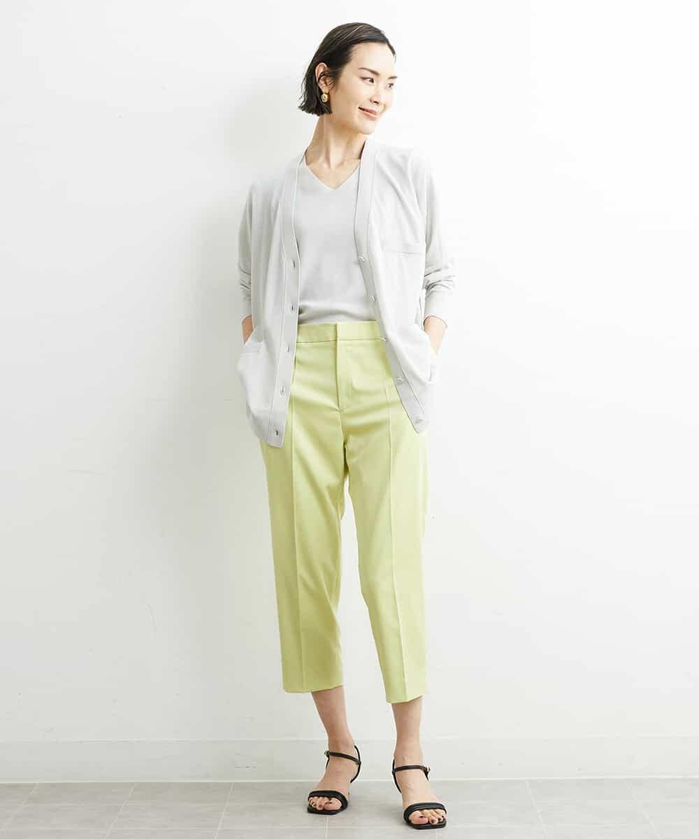FMLGS46200 MICHEL KLEIN(ミッシェルクラン) サテンストレッチスリットパンツ イエロー(25)