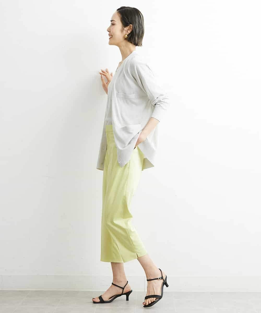FMLGS46200 MICHEL KLEIN(ミッシェルクラン) サテンストレッチスリットパンツ イエロー(25)