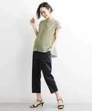 FMLGS46200 MICHEL KLEIN(ミッシェルクラン) サテンストレッチスリットパンツ イエロー(25)