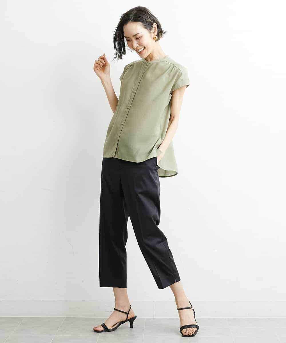 FMLGS46200 MICHEL KLEIN(ミッシェルクラン) サテンストレッチスリットパンツ イエロー(25)