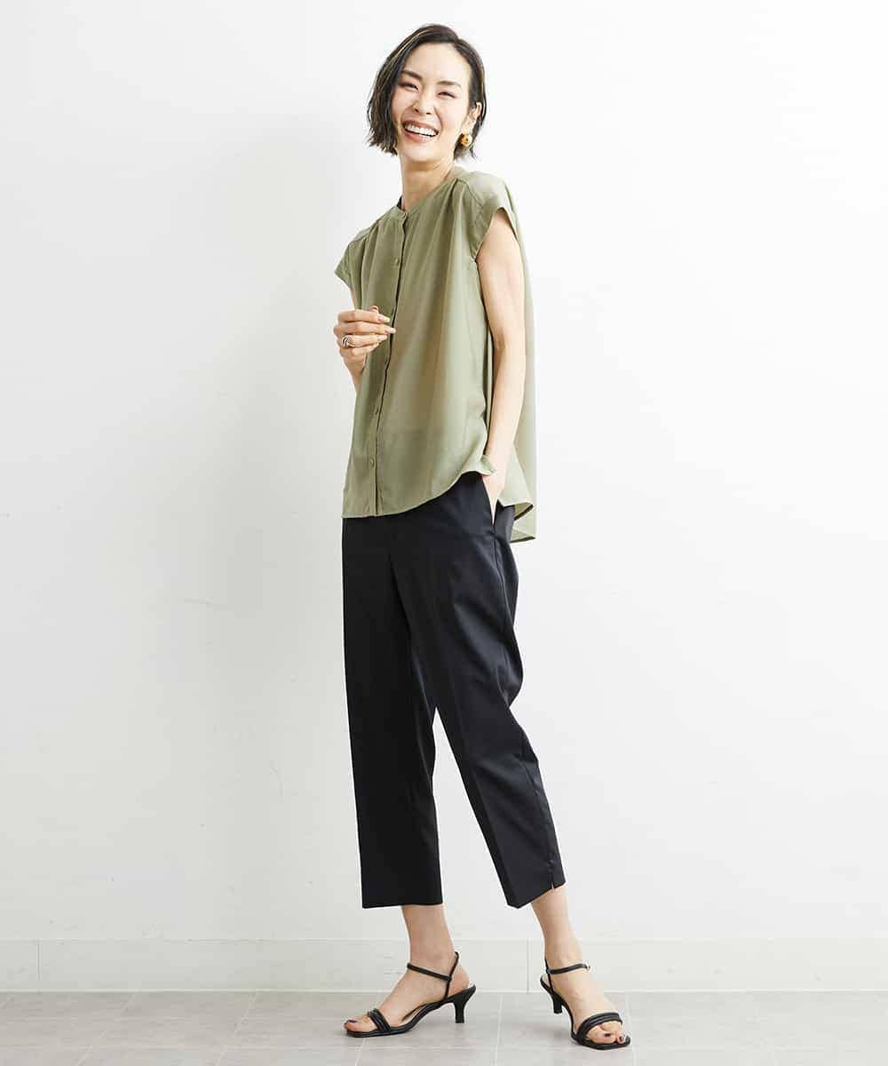 FMLGS46200 MICHEL KLEIN(ミッシェルクラン) サテンストレッチスリットパンツ イエロー(25)