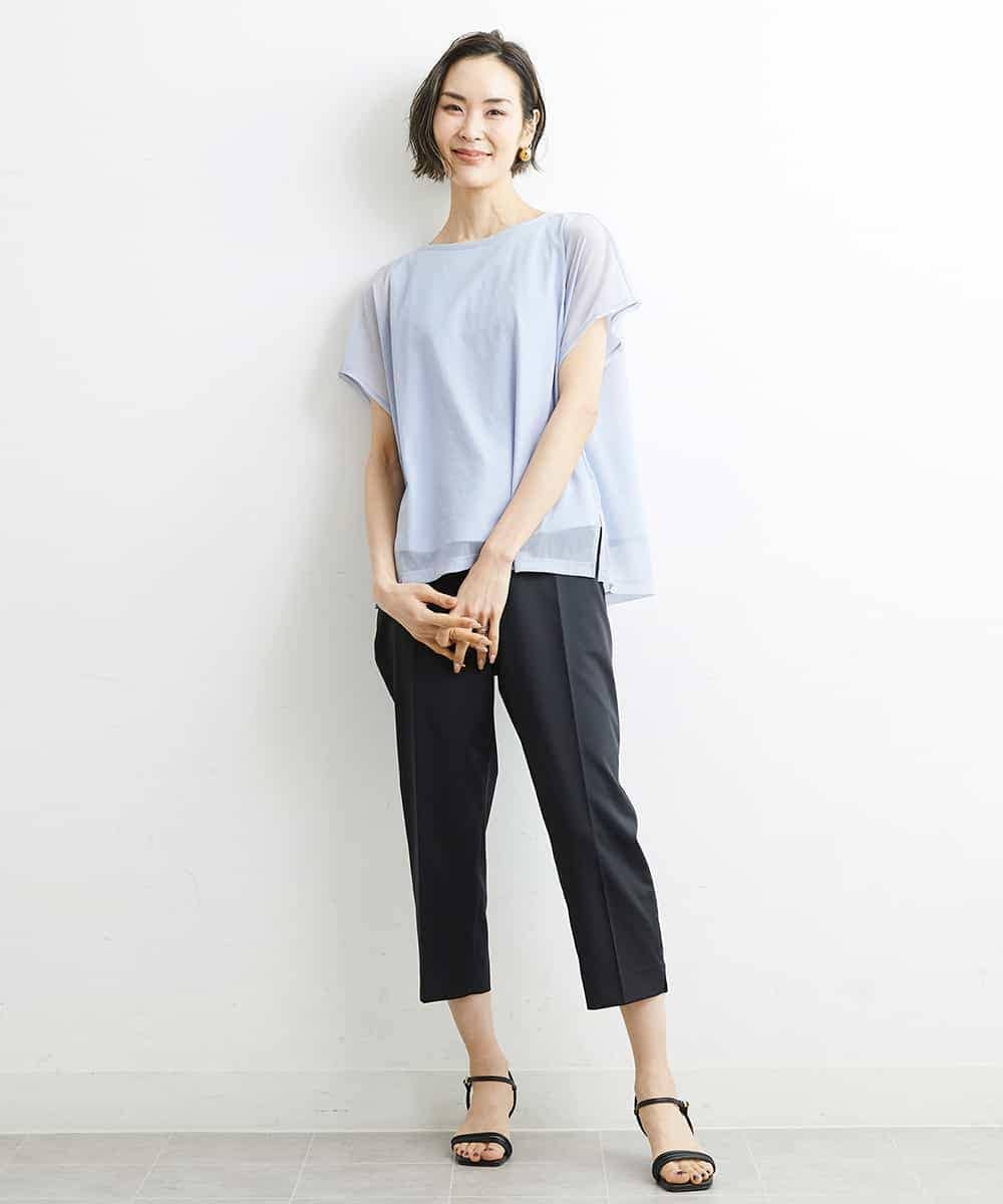 FMLGS46200 MICHEL KLEIN(ミッシェルクラン) サテンストレッチスリットパンツ イエロー(25)