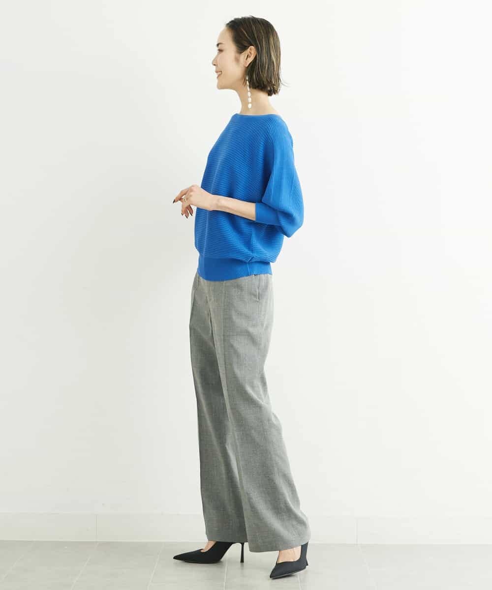 FMLGT27230 MICHEL KLEIN(ミッシェルクラン) [セットアップ対応]グレンチェックワイドパンツ ライトグレー(91)