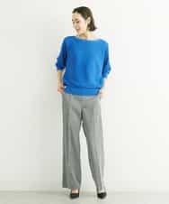 FMLGT27230 MICHEL KLEIN(ミッシェルクラン) [セットアップ対応]グレンチェックワイドパンツ ライトグレー(91)