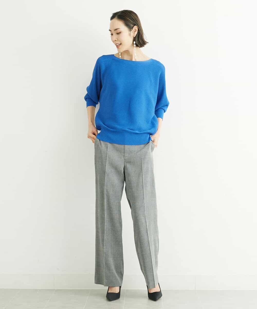FMLGT27230 MICHEL KLEIN(ミッシェルクラン) [セットアップ対応]グレンチェックワイドパンツ ライトグレー(91)