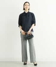 FMLGT27230 MICHEL KLEIN(ミッシェルクラン) [セットアップ対応]グレンチェックワイドパンツ ライトグレー(91)