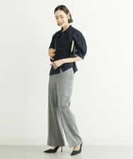 FMLGT27230 MICHEL KLEIN(ミッシェルクラン) [セットアップ対応]グレンチェックワイドパンツ ライトグレー(91)