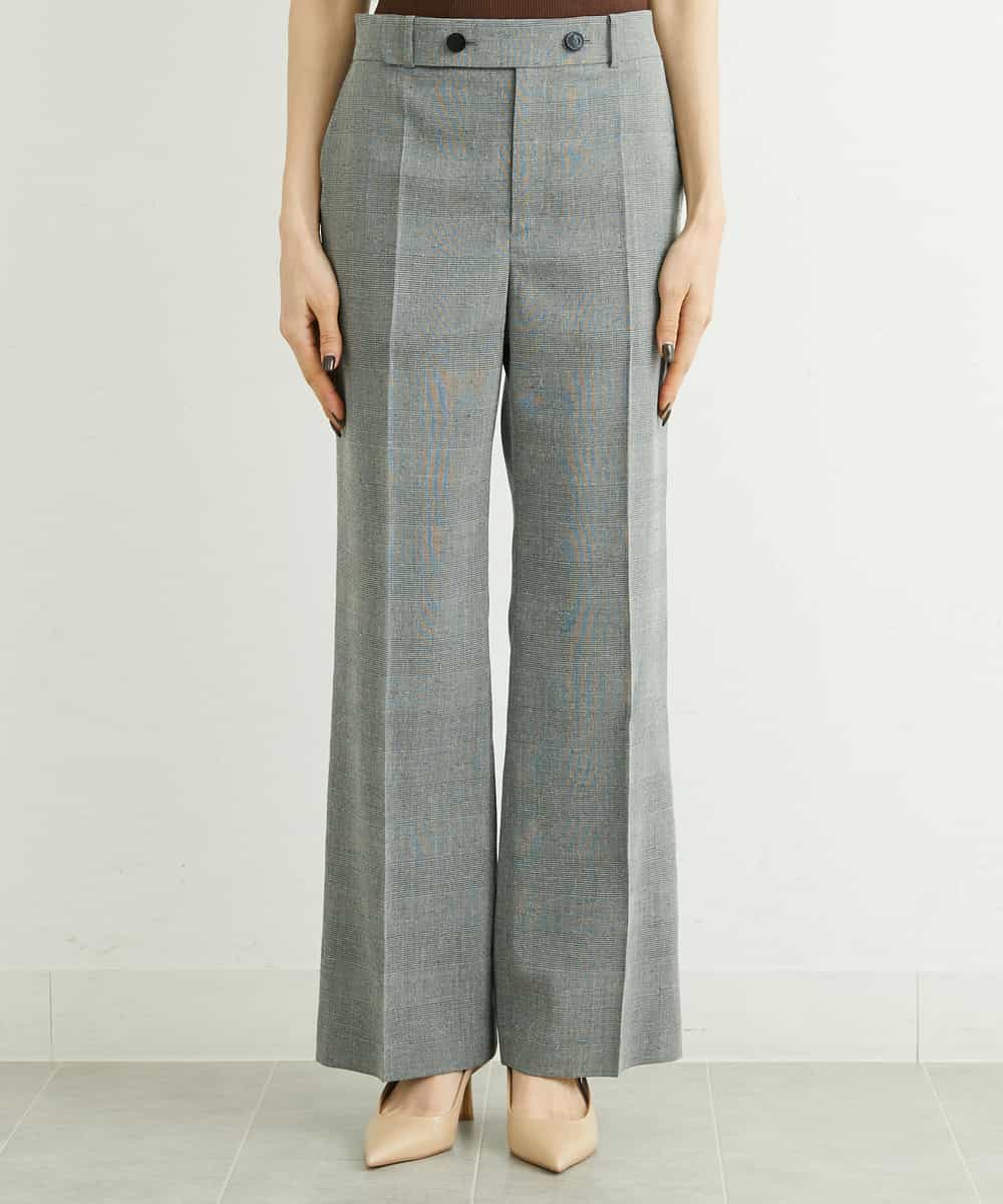 FMLGT27230 MICHEL KLEIN(ミッシェルクラン) [セットアップ対応]グレンチェックワイドパンツ ライトグレー(91)