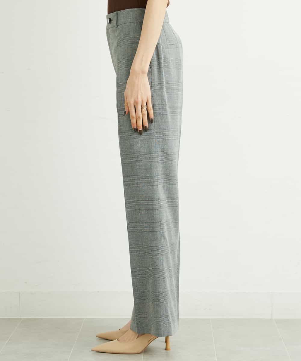 FMLGT27230 MICHEL KLEIN(ミッシェルクラン) [セットアップ対応]グレンチェックワイドパンツ ライトグレー(91)