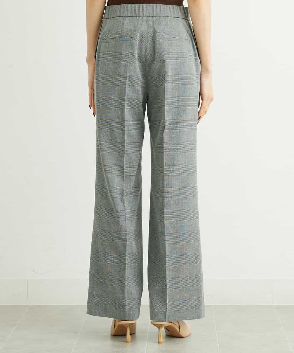 FMLGT27230 MICHEL KLEIN(ミッシェルクラン) [セットアップ対応]グレンチェックワイドパンツ ライトグレー(91)