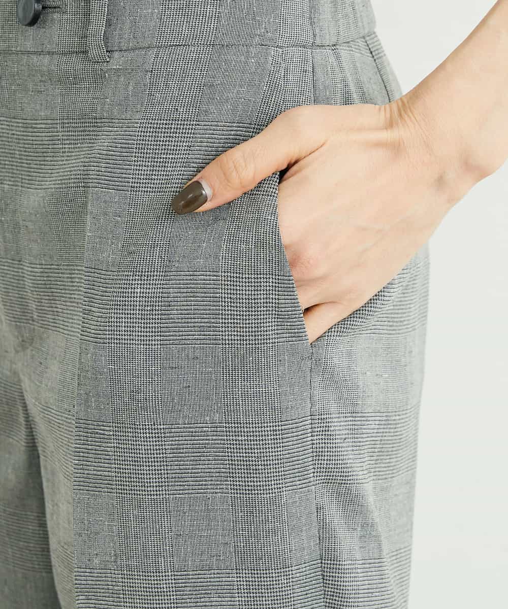 FMLGT27230 MICHEL KLEIN(ミッシェルクラン) [セットアップ対応]グレンチェックワイドパンツ ライトグレー(91)