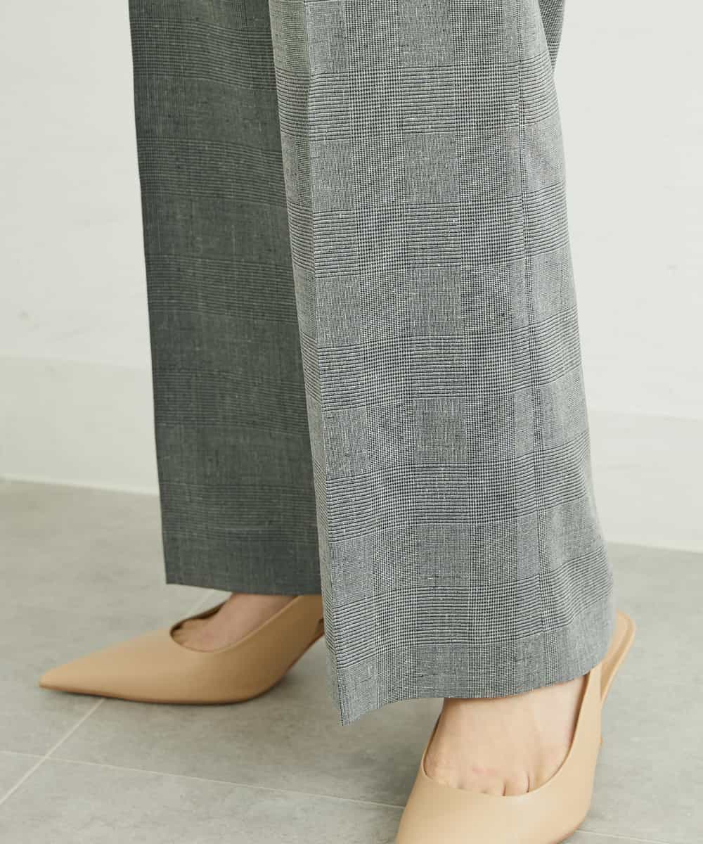 FMLGT27230 MICHEL KLEIN(ミッシェルクラン) [セットアップ対応]グレンチェックワイドパンツ ライトグレー(91)
