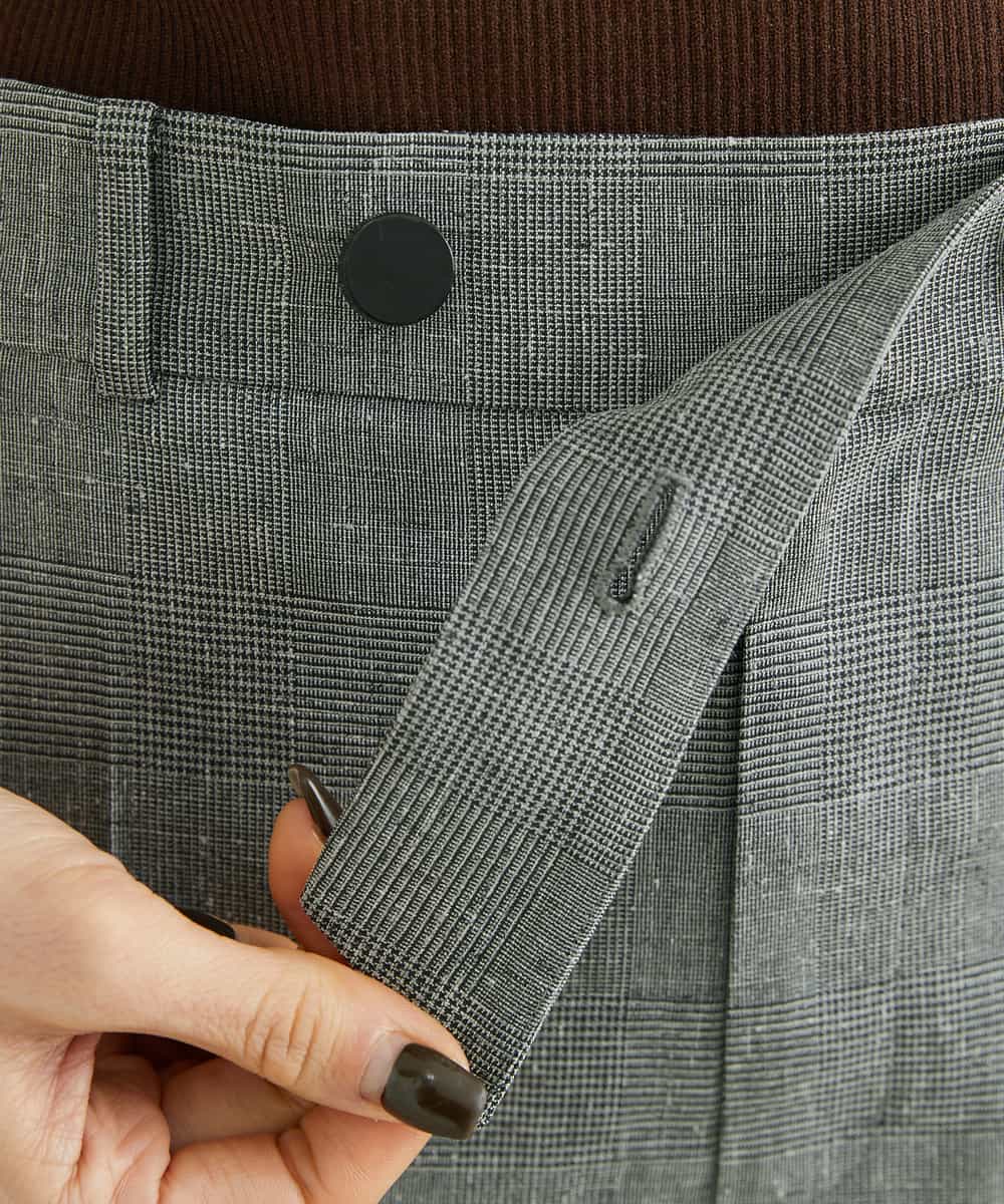 FMLGT27230 MICHEL KLEIN(ミッシェルクラン) [セットアップ対応]グレンチェックワイドパンツ ライトグレー(91)