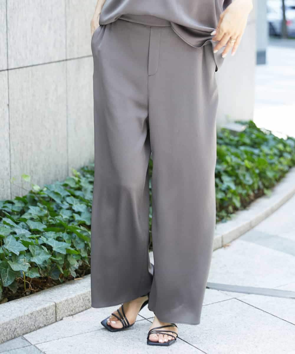 FMLHD02210 MICHEL KLEIN(ミッシェルクラン) [セットアップ対応]サテンワイドパンツ ベージュ