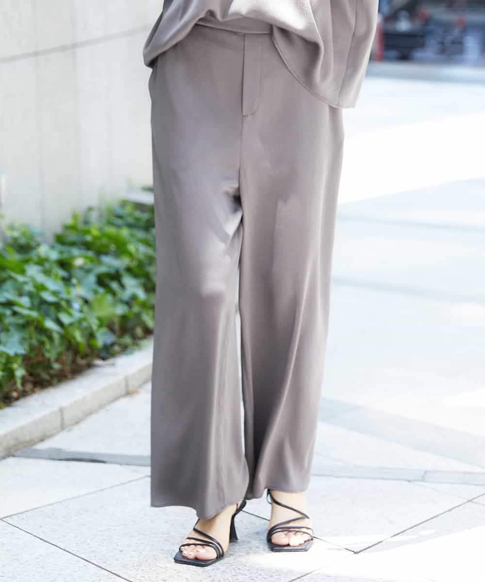 FMLHD02210 MICHEL KLEIN(ミッシェルクラン) [セットアップ対応]サテンワイドパンツ ベージュ