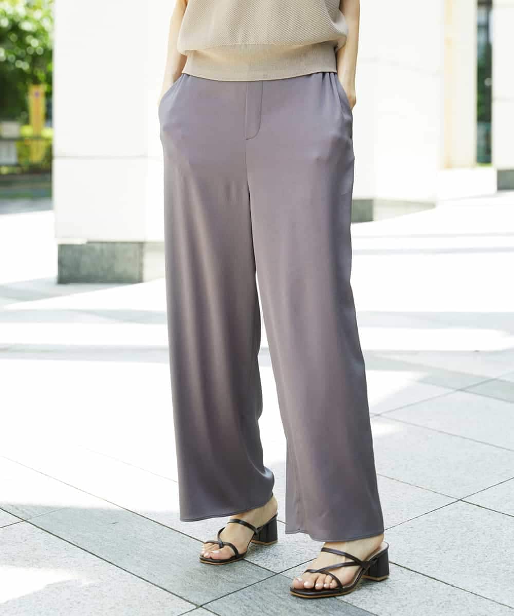 FMLHD02210 MICHEL KLEIN(ミッシェルクラン) [セットアップ対応]サテンワイドパンツ ベージュ