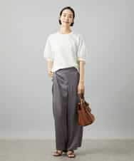 FMLHD02210 MICHEL KLEIN(ミッシェルクラン) [セットアップ対応]サテンワイドパンツ ベージュ