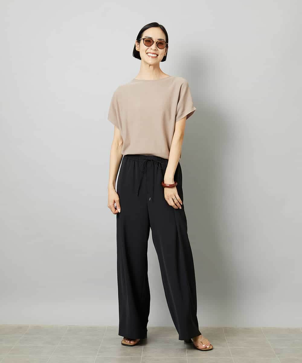 FMLHD02280 MICHEL KLEIN(ミッシェルクラン) [リラックスボトム]ドローストリング ワイドパンツ カーキ
